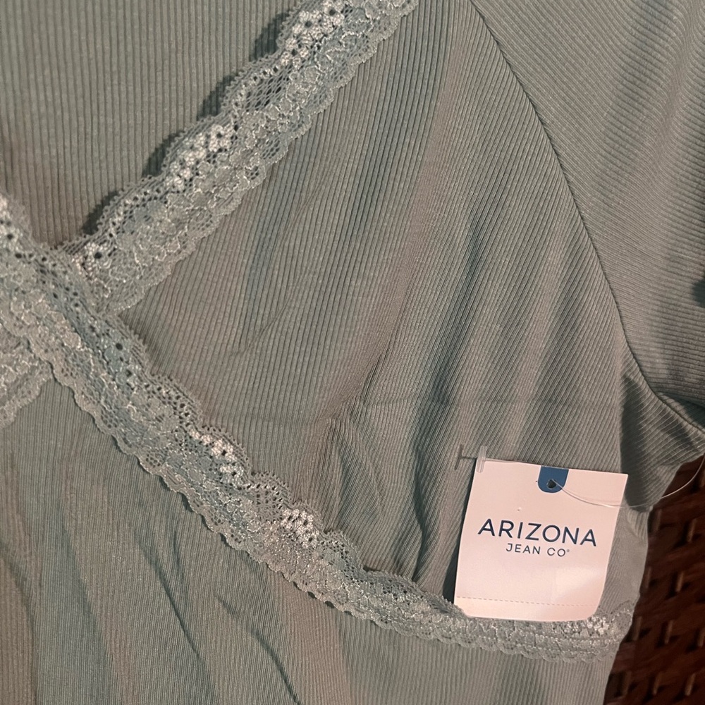 Arizona Light Blue Lace Trim Top - Picture 2 of 7